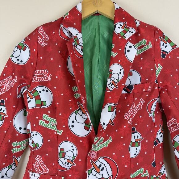 Suitmeister Boys’ M Christmas Blazer – Fun Holiday Party Jacket, Snowman Print - Picture 3 of 13